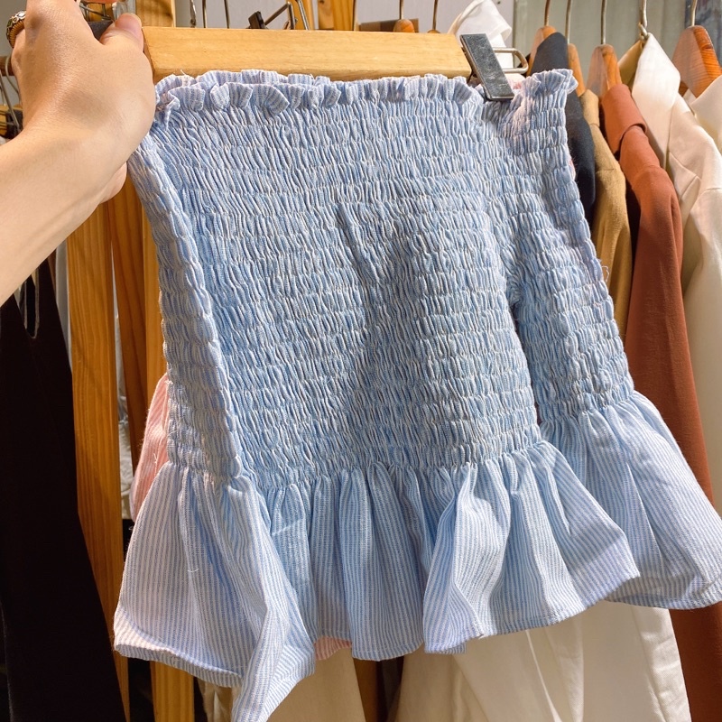 Áo croptop bẹt vai Tay Lỡ vải linen mát!