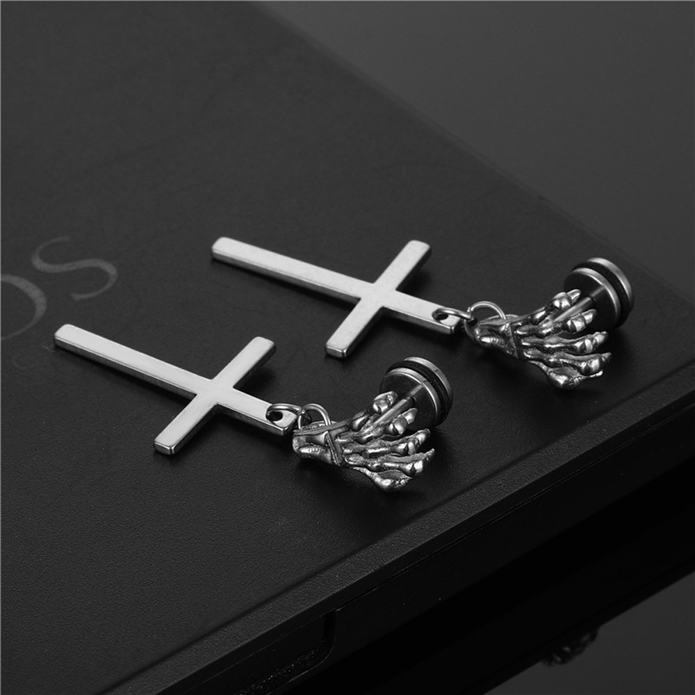 Bông tai hình thánh giá/bọ cạp bằng thép không gỉ thời trang hip hop TAYLOR1
