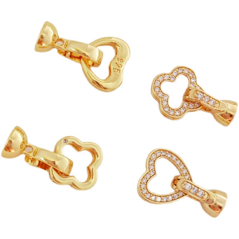 [K41B] Phụ kiện trang sức (DIY) - Chốt khóa 2 mẫu cách điệu trơn nạm đá  làm vòng cổ vòng tay