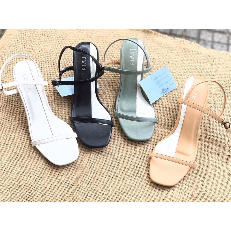 sandal dây mảnh gót vuông 5p