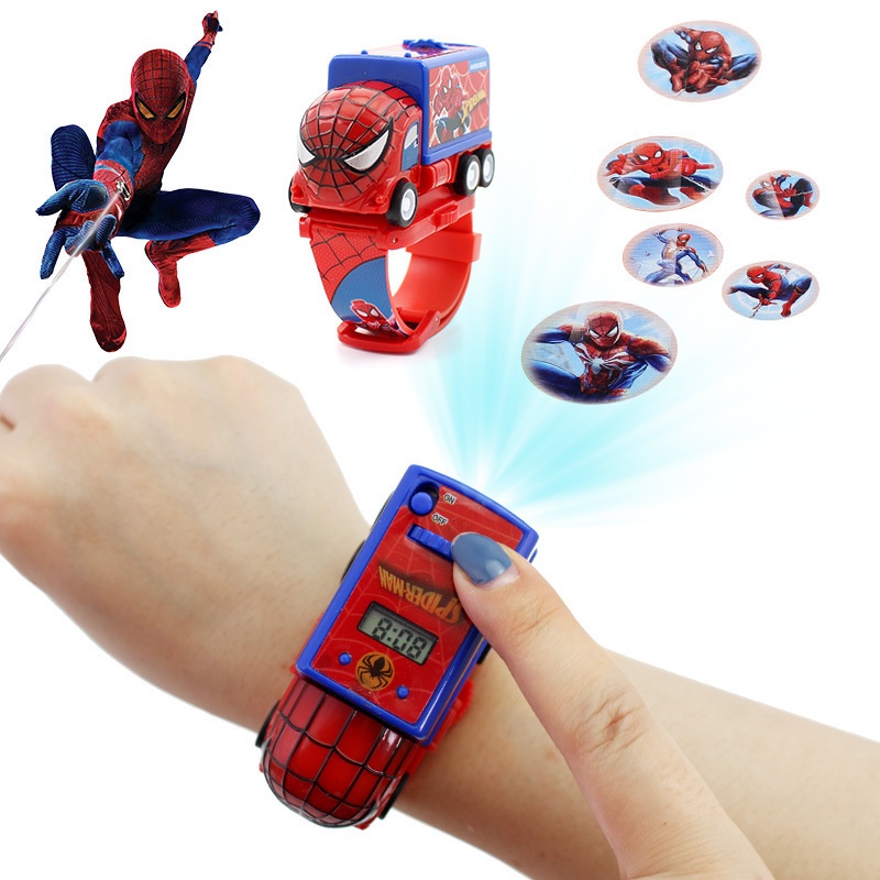 Đồng Hồ Điện Tử Hình Xe Hơi Hoạt Hình 3d Avengers Captain America Ironman Hulk Spiderman