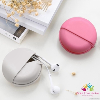 Household Round Slide Push-pull Type Headphone Data Cable Storage Bag For Outdoor Travel