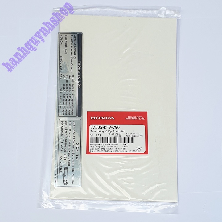 Tem Thông Số Xích Dream Chính Hãng Honda