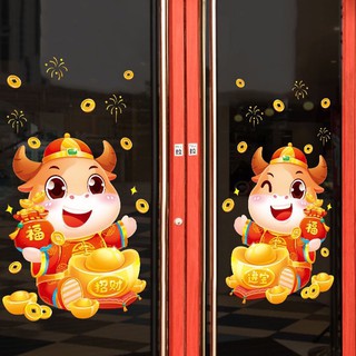 TRANH DÁN TẾT mã TRÂU VÀNG TÀI LỘC 03 [HÀNG HOT] Decal dán kính trang trí tết TRÂU VÀNG TÀI LỘC 03