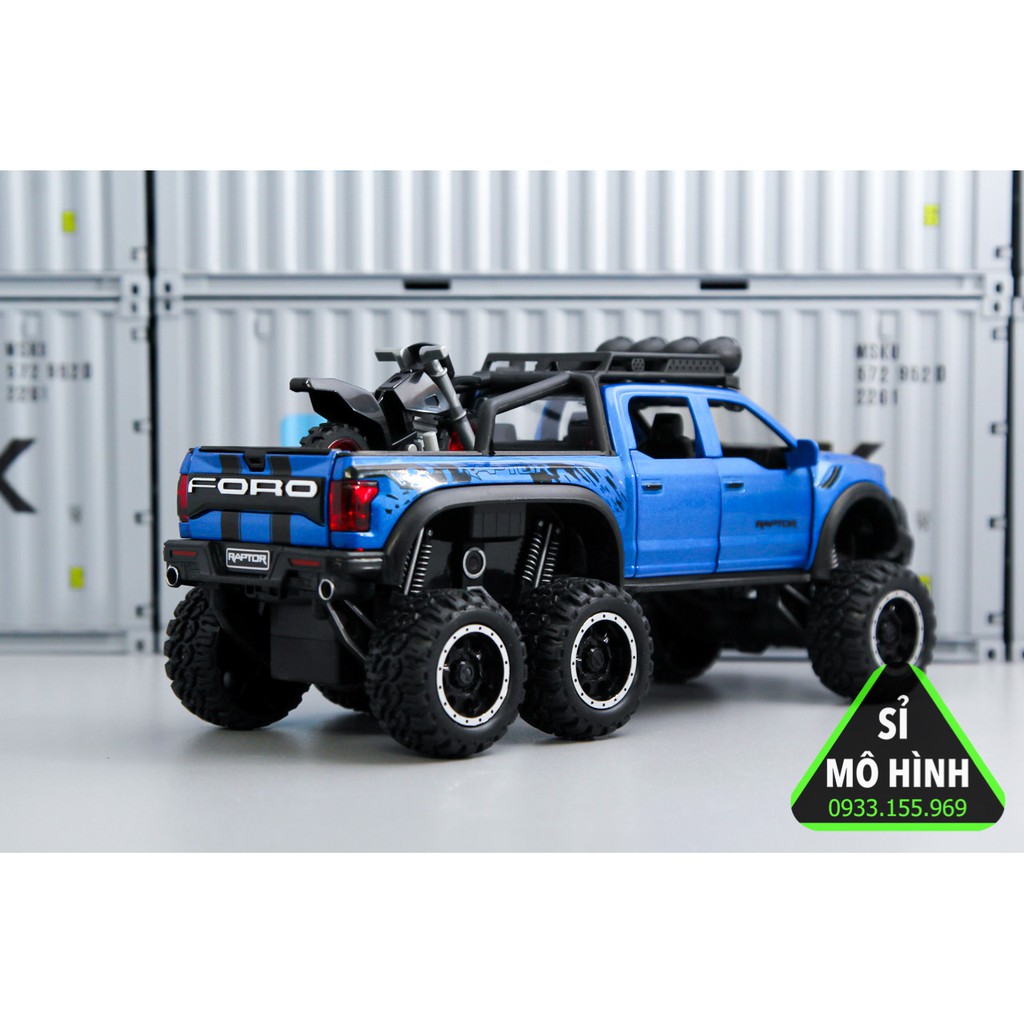 [ Sỉ Mô Hình ] Mô hình xe Ford F150 Raptor Offroad 6 x 6 1:32 BOX Xanh