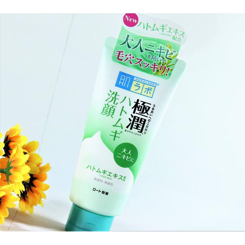 Sữa rửa mặt dành cho da dầu mụn Hada Labo Gokujyun Face Wash Nhật Bản 100g (Xanh lá)