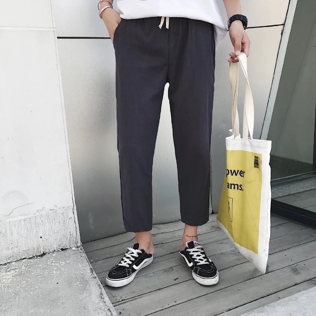 Quần áo, quần đội Harajuku Linen quần nam Loose