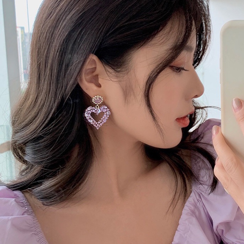 Khuyên Tai Nữ Đính Đá Tím Thời Trang Mới