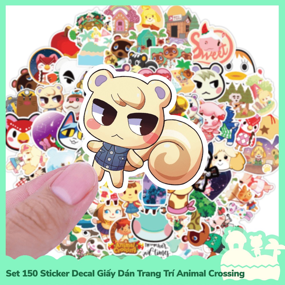 [Sẵn VN - NowShip] Set 150 Sticker Decal Dán Trang Trí Mẫu Game Nintendo Animal Crossing Horizons Happy Island