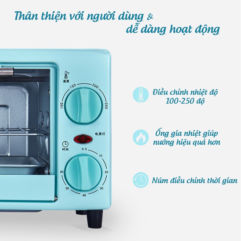 Lò Nướng Điện Mini - Lò Nướng Bánh Đa Năng Công Suất Lớn Dung Tích 10L và 12L Bảo Hành 6 Tháng