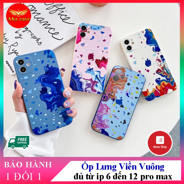 Ốp lưng Iphone - Ốp Loang Màu Sơn Viền Vuông ip 6/6s/6plus/6splus/7/8/7plus/8plus/x/xs/xs max/11/11pro max/12/12pro max