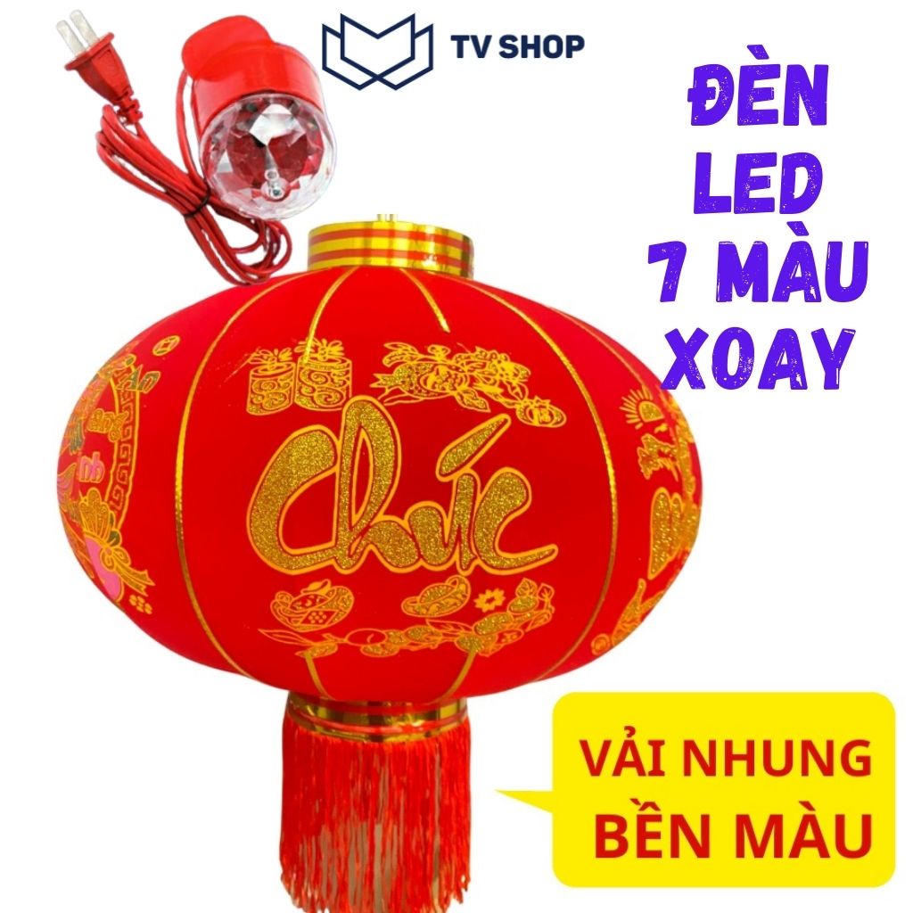 Đèn lồng trang trí Tết có đèn Led xoay 360 độ 7 màu