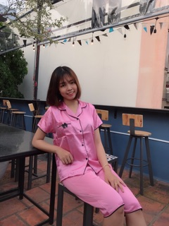 ( Freesize Lụa ) Đồ Bộ Pijama Lụa Nơ - Tay Ngắn Quần Lửng