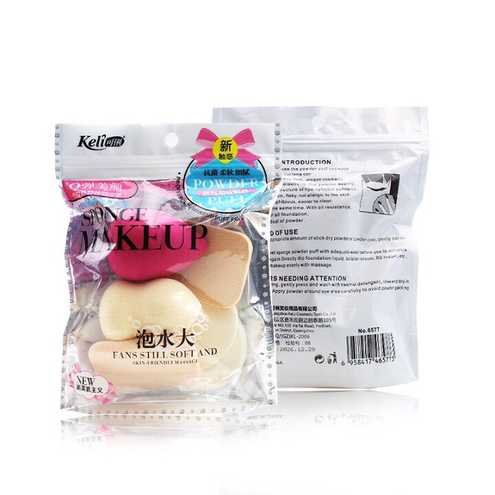 [Mút trang điểm] Bộ Set 6 Bông Mút Trang Điểm cao su tự nhiên Keli Sponge Makeup | BigBuy360 - bigbuy360.vn