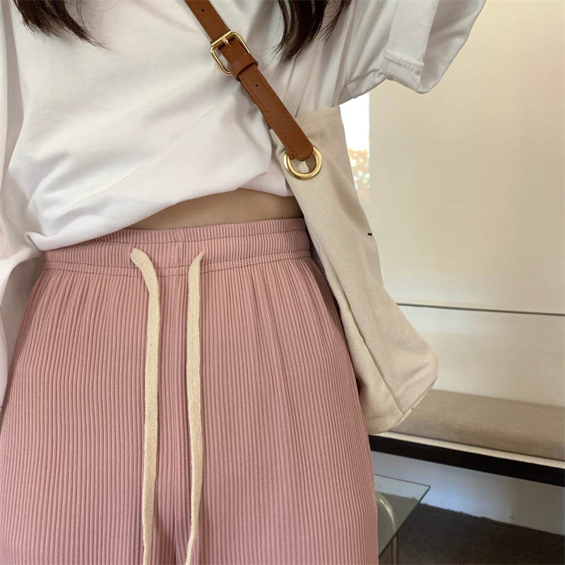 Quần ống rộng Lưng Cao Co Giãn Thời Trang Mùa Hè Phong Cách Hàn Quốc Cho Nữ
