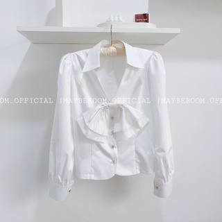 Áo sơ mi cổ V tặng kèm nơ cài Louisa Top Mayberoom