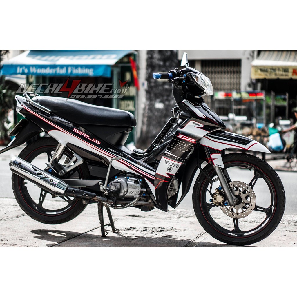 Tem trùm xe sirius black and white