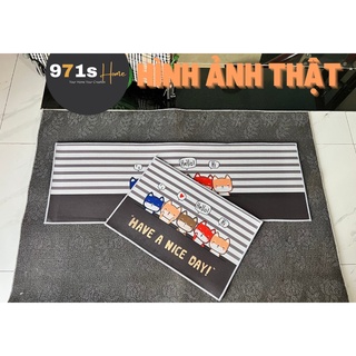 Thảm bếp 3D trải sàn nhà bếp phòng ngủ chất nhung (40*60 + 40*120 cm) thảm chùi chân