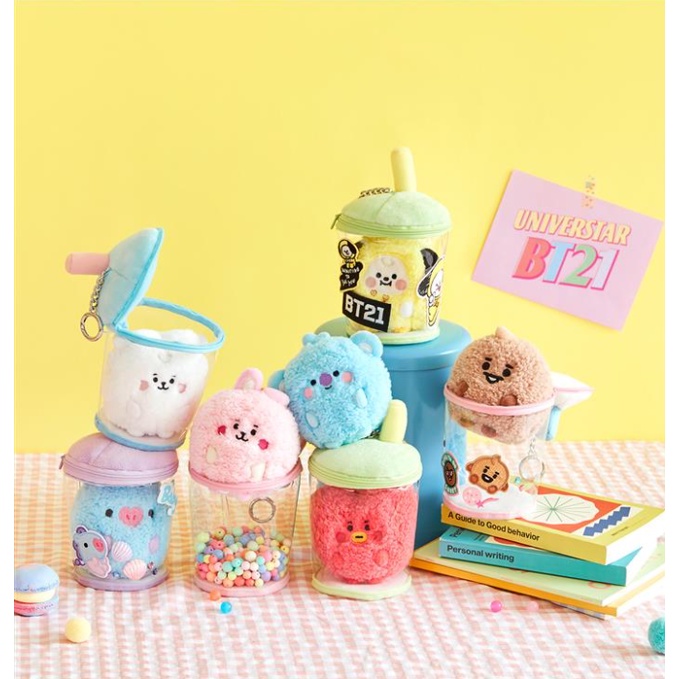 MÓC CHÌA KHÓA GẤU BÔNG BT21 TRÀ SỮA