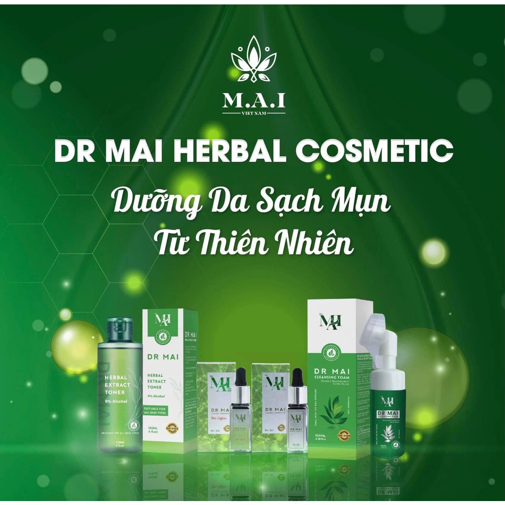 Toner Dr Mai Herbal Extract giúp dưỡng ẩm, se khít lỗ chân lông và giảm thâm mụn 120ml