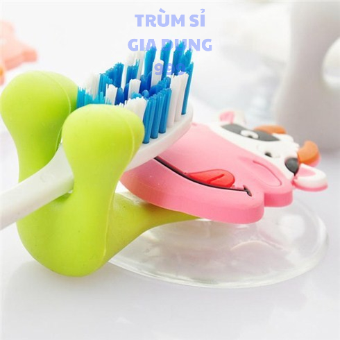 HCM Kẹp Bàn Chải Đánh Răng Hình Thú Dán Tường, Kẹp bàn chải đánh răng hình thú hút chân không
