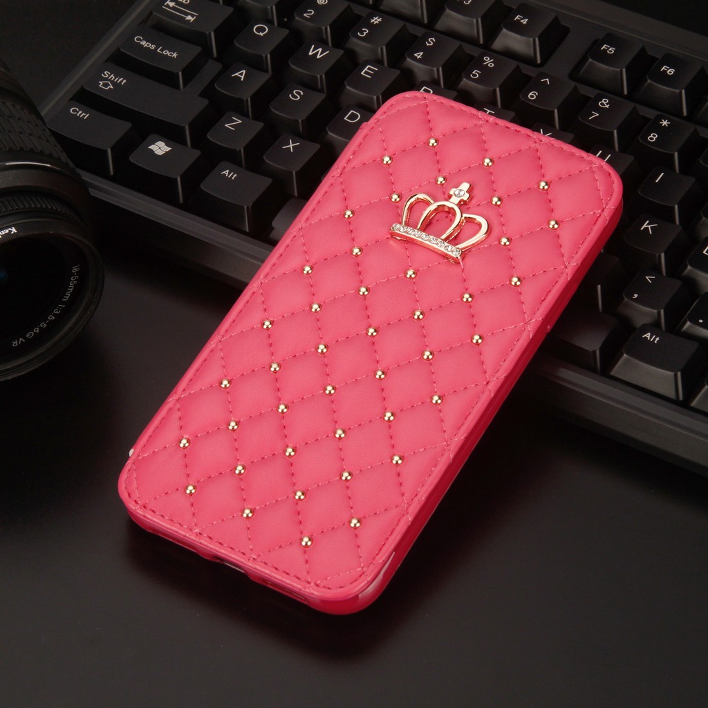 ốp iPhone 11 Case 5 5s SE 6 6s 7 8 Plus XS X XR 11 Pro Max Flip Cover Bling Crown Leather Bao da Card TPU Bumper lưng