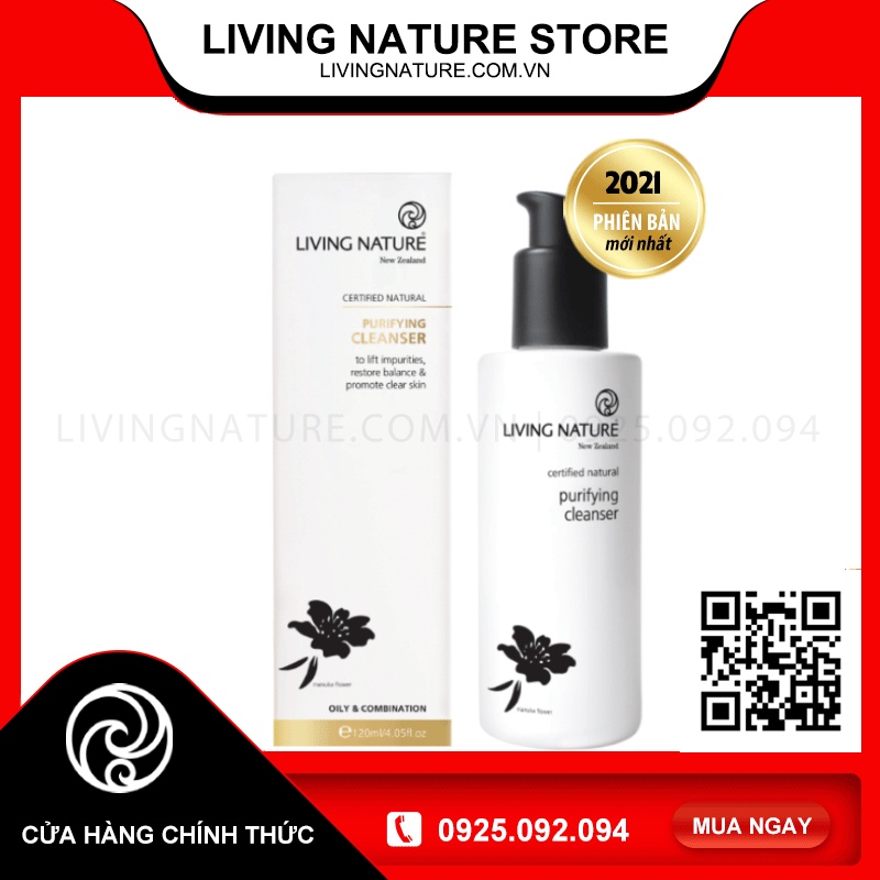 [Official Store] Sữa rửa mặt thanh lọc, ngừa mụn Living Nature Purifying Cleanser 120ml