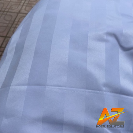 Ga chun vải Poly  kẻ 3cm  màu trắng  giá siêu rẻ cho nhà nghỉ khách sạn