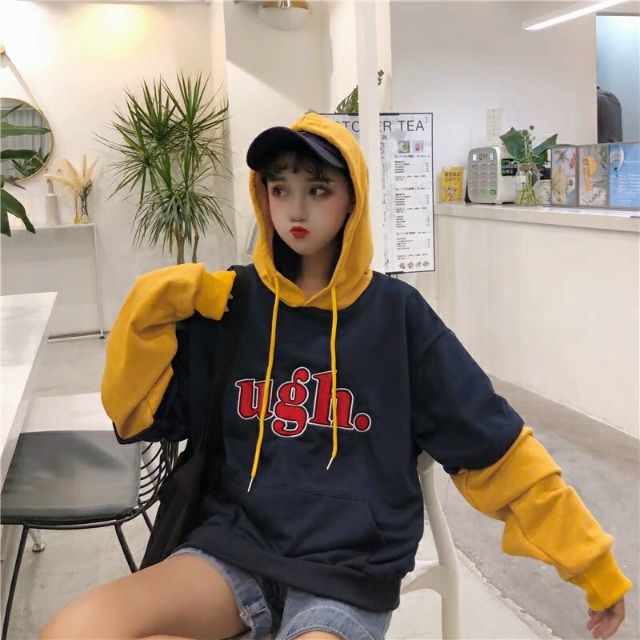 ÁO HOODIE NỈ PHỐI THÂN 2 MÀU UGH | BigBuy360 - bigbuy360.vn