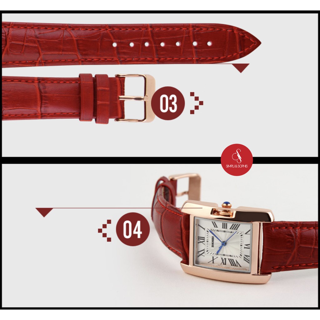 Đồng hồ nữ SKMEI 1085 cao cấp 30mm (Đỏ) + Tặng hộp đựng đồng hồ thời trang