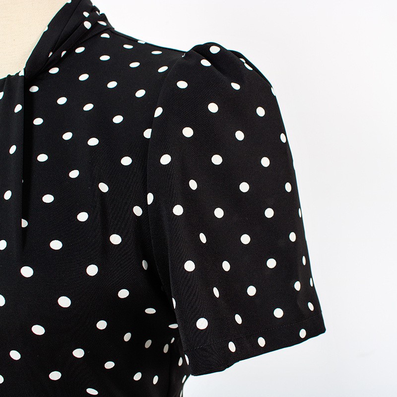 rose blackpink Đầm Tay Phồng Họa Tiết Chấm Bi Xẻ Tà Xinh Xắn Dành Cho Nữ | BigBuy360 - bigbuy360.vn