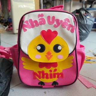 Ba lô gà cho bé gái học mẫu giáo 0-5 tuổi kt 30x32x1 đựng quần áo thoải mái chất da simili mềm mại ko thấm nước và bền