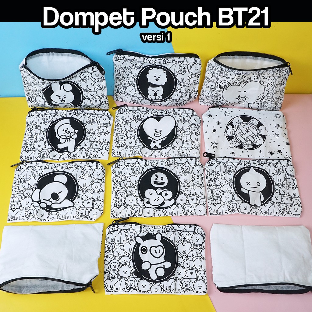 Ví Túi Đựng Tiền Xu Bt21 Version 1 / Blacu Chimmy Cooky Tata Koya Rj Shooky Tata Van Bts