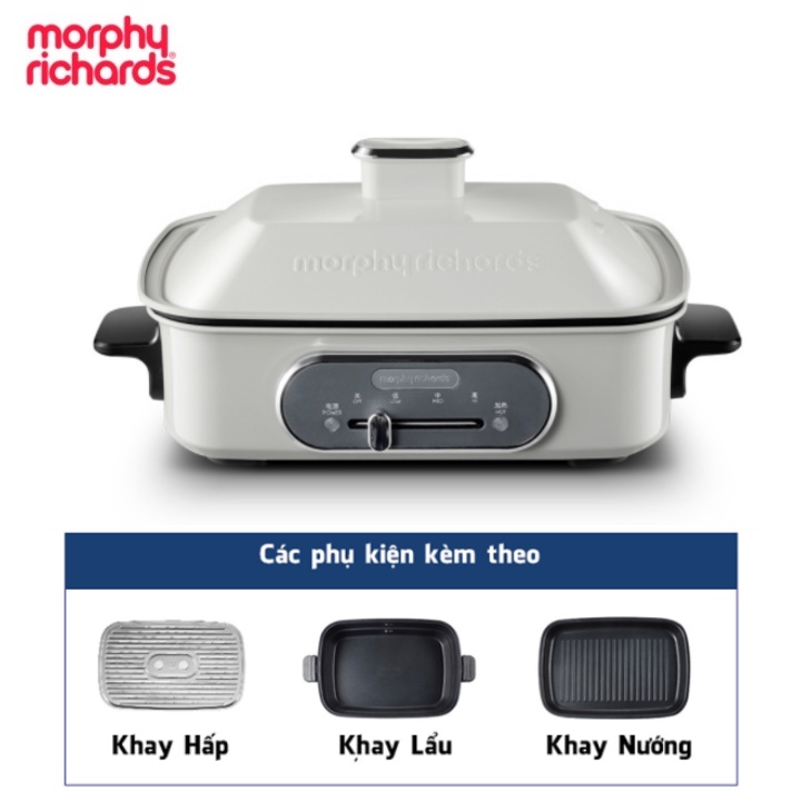 Bộ nồi lẩu nướng đa năng cao cấp Morphy Richards MR9088 gồm 3 khay Công suất 1400 W - HÀNG CHÍNH HÃNG