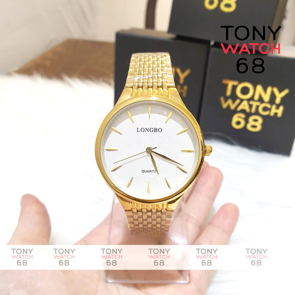 Đồng hồ nam Longbo dây thép vàng đúc đặc khóa thông minh di động chính hãng chống nước Tony Watch 68