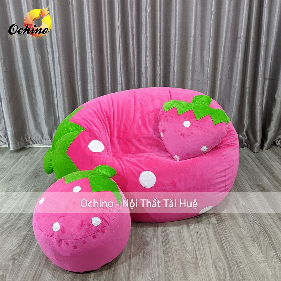 Ghế Hạt Xốp Thư Giãn Hình Dâu Tây, Hình Thú Xinh Xắn Size To 1M2-90 (Hàng Có Sẵn)