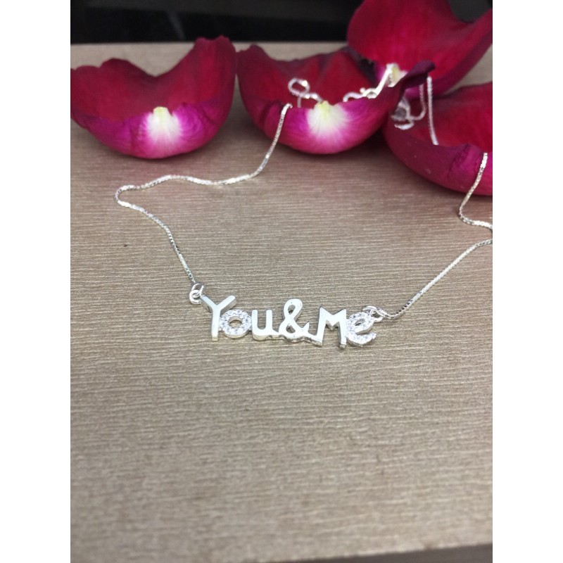 Dây chuyền liền mặt pha Lê đôi bạc thật và dây nhuyễn You&amp;Me