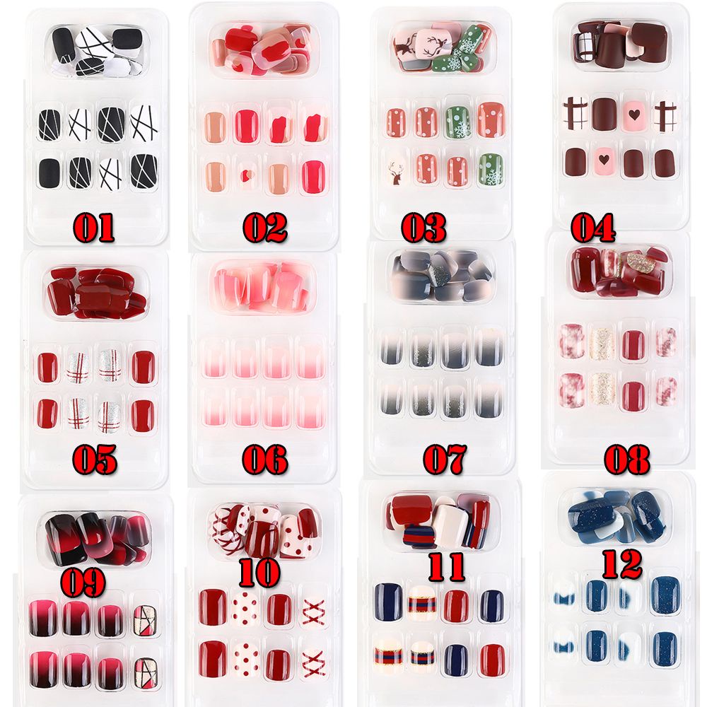 Móng Tay Giả Ngắn Bằng Acrylic Che Phủ Toàn Diện Thiết Kế Hình Học Có Thể Tháo Rời