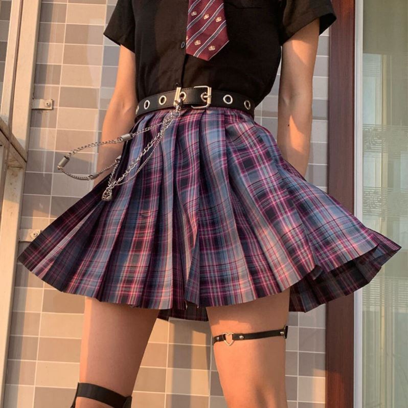 Hormones chân váy xếp ly tennis caro dáng ngắn vintage Thời Trang ulzzang Nhật Bản(JK1)