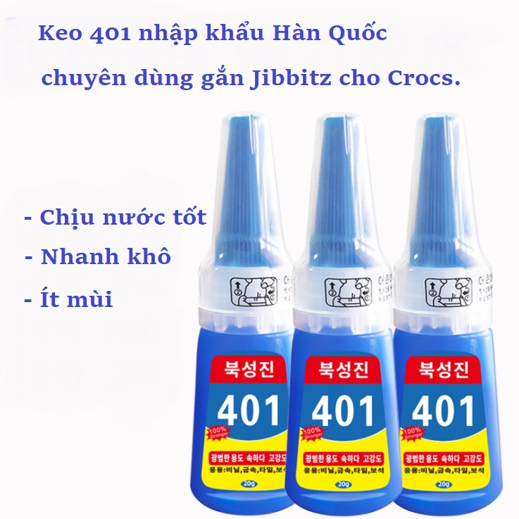 Keo 401 tuýp 15gr và 20gr nhập khẩu Hàn Quốc chuyên dụng dán giày, làm Jibbitz, DIY