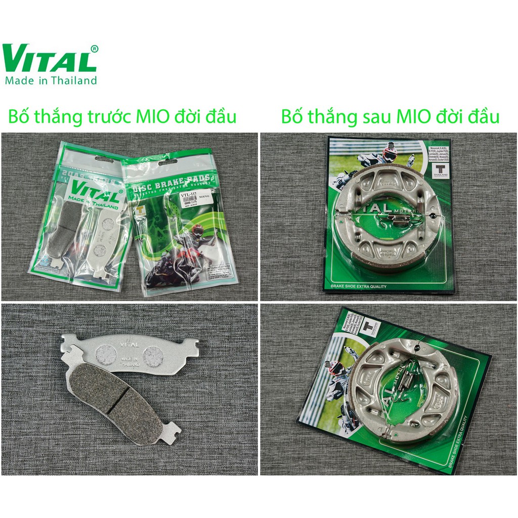 Bố thắng trước + sau MIO hiệu VITAL- má phanh xe máy, bố thắng đĩa VITAL chính hãng Thái Lan