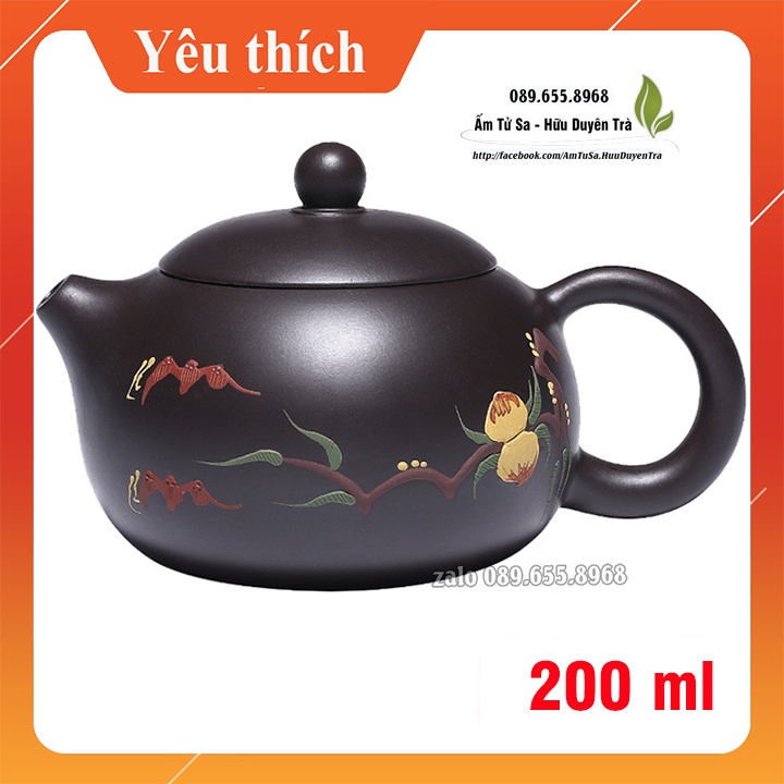 Ấm tử sa tây thi giá rẻ (cao cấp) in hoa đào