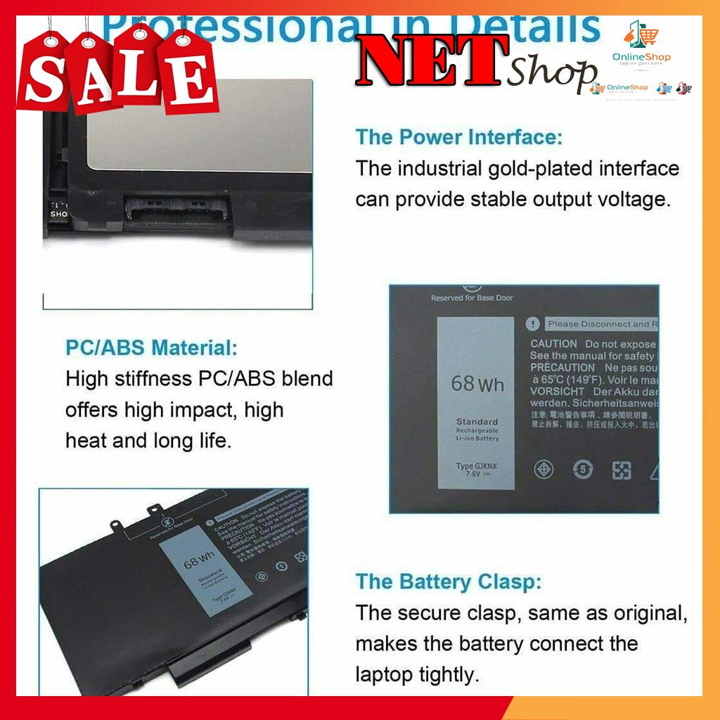 💖 Pin Laptop Dell Latitude E5480 5580 E5490 Precision 3520 GJKNX Battery 68Wh