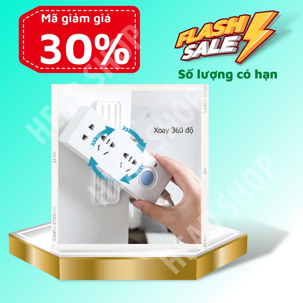 Miếng Dán Tường Treo Ổ Cắm Điện Treo Wifi Móc Treo Đa Năng Tiện Lợi Thanh Giữ Ổ Điện Xoay 360 Độ F443 HEAD SHOP