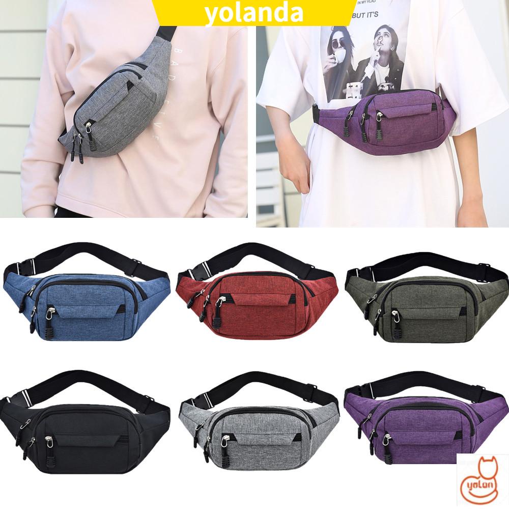 ☆Yola☆ Túi đeo hông thể thao bằng vải Canvas chống thấm nước nhiều màu thời trang cho nam và nữ | BigBuy360 - bigbuy360.vn