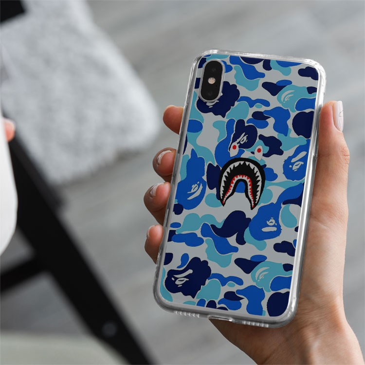 Ốp Lưng Blue Bape Shark  cá mập sành điệu cho Iphone 5 6 7 8 Plus 11 12 Pro Max X Xr PLQPOD00748