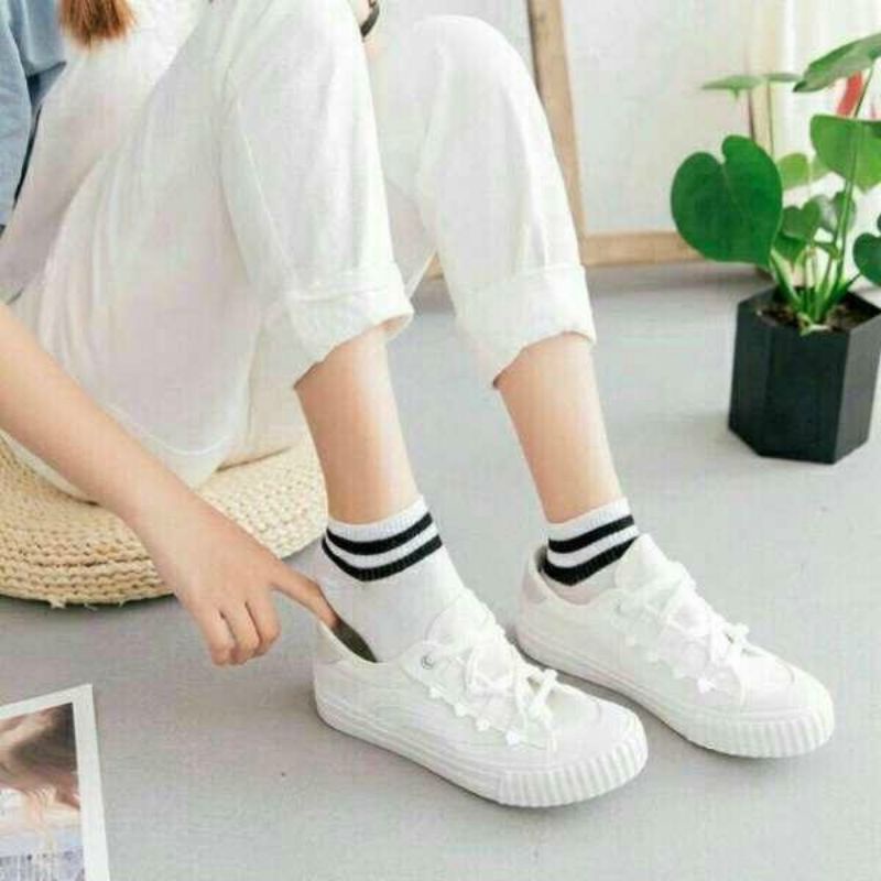 sét 10 đôi tất cổ kẻ phù hợp cả nam và nữ thể thao