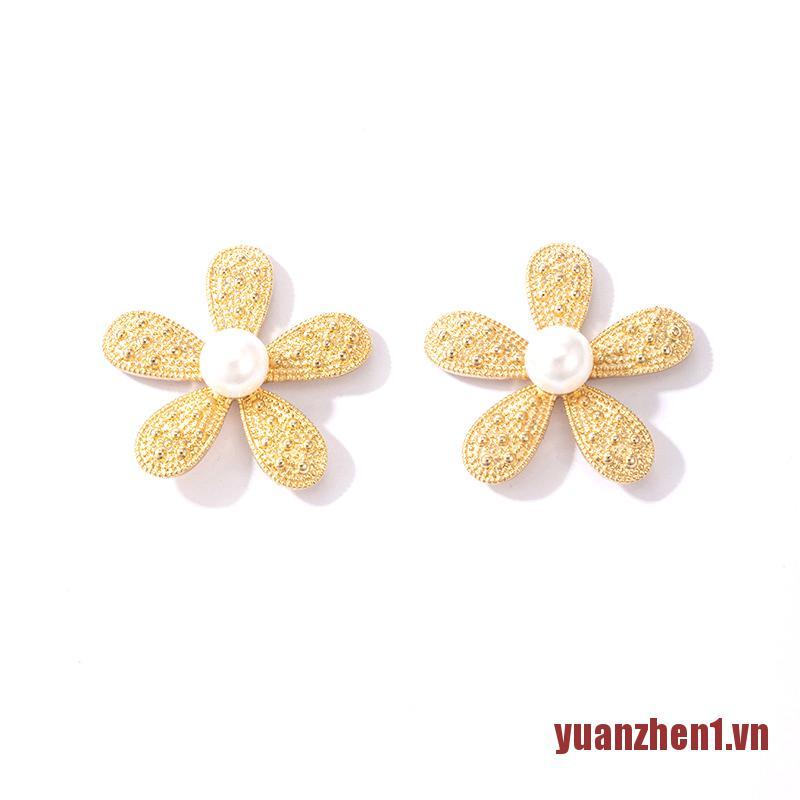 ZHEN Geometric Flowers Gold Dangle Earrings for Women Luxury Leaf Earrings Jewe