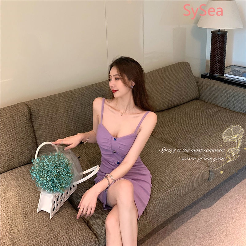 Đầm Dệt Kim Hai Dây Cổ Chữ V Quyến Rũ Thời Trang Mùa Hè Cho Nữ