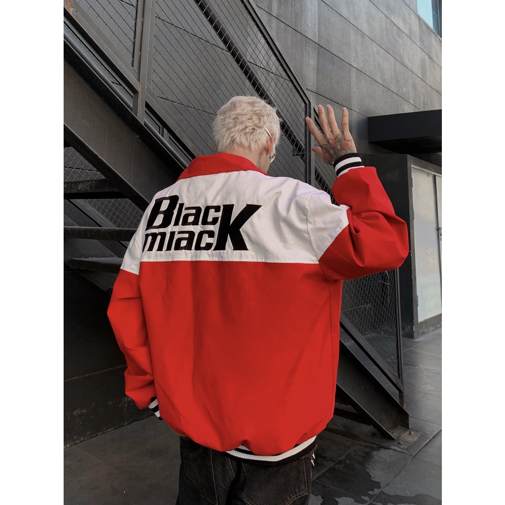 Áo Khoác Rockie Bomber Varsity, cổ bẻ,màu ĐỎ Full Thêu BLACKMIACK Varsity Jacket